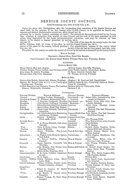 DENBIGH COUNTY COUNCIL. Local Government Act, 1888, 51 & 52 Vict
