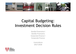 Capital Budgeting: Investment Decision Rules