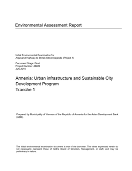 Initial Environmental Examination: Armenia