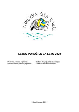 Letno Poročilo Za 2020