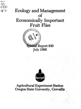 Ecology and Management of Economically Important Fruit Flies