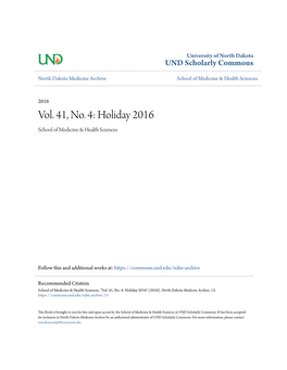Vol. 41, No. 4: Holiday 2016 School of Medicine & Health Sciences