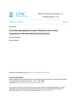 From the International Criminal Tribunal for the Former Yugoslavia to the International Criminal Court