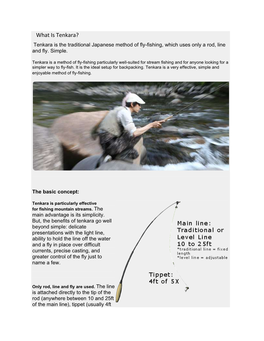 What Is Tenkara? Tenkara Is the Traditional Japanese Method of Fly-Fishing, Which Uses Only a Rod, Line and Fly