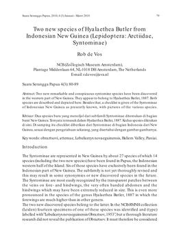 3. Rob De Vos. Two New Species of Hyalaethea Butler from Indonesian