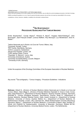 67Ga Scintigraphy Procedure Guidelines for Tumour