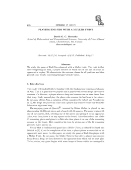 G5 Integers 17 (2017) Playing End-Nim with a Muller Twist