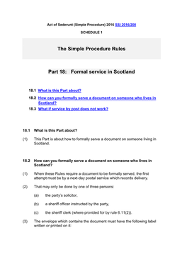 The Simple Procedure Rules Part 18: Formal Service in Scotland