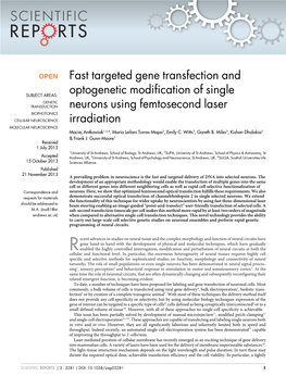 Fast Targeted Gene Transfection and Optogenetic Modification of Single