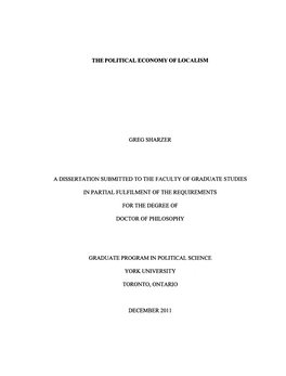 The Political Economy of Localism Greg Sharzer A