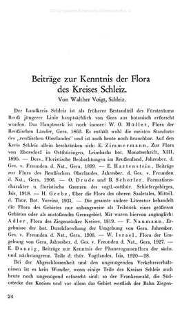 Beiträge Zur Kenntnis Der Flora Des Kreises Schleiz. Friedrich