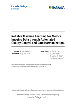 Reliable Machine Learning for Medical Imaging Data Through Automated Quality Control and Data Harmonization