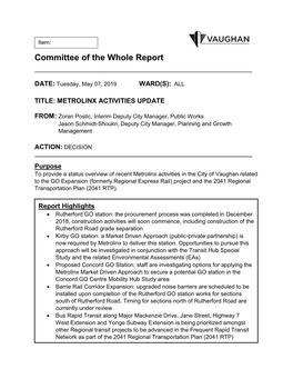 METROLINX ACTIVITIES UPDATE.Pdf