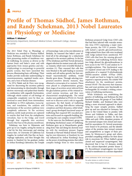 Profile of Thomas Südhof, James Rothman, and Randy Schekman