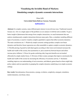 Visualizing the Invisible Hand of Markets: Simulating Complex Dynamic Economic Interactions