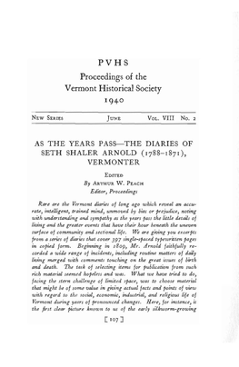 Proceedings of the Vermont Historical Society 1940