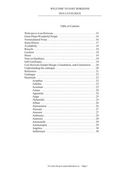 Table of Contents