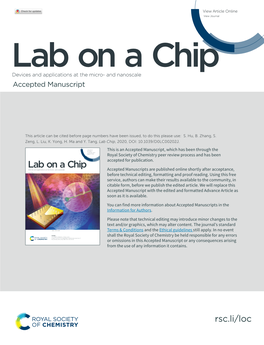 Lab on a Chip Devices and Applications at the Micro- and Nanoscale Accepted Manuscript