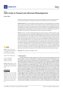 NKL-Code in Normal and Aberrant Hematopoiesis