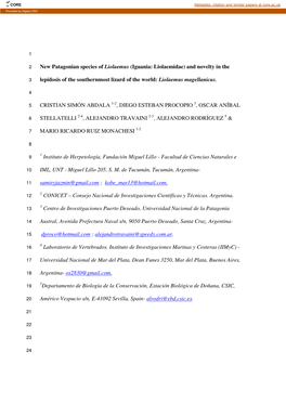 New Patagonian Species of Liolaemus (Iguania: Liolaemidae) and Novelty in The