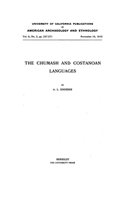 The -Chumash and Costanoan Languages