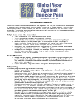 Mechanisms of Cancer Pain