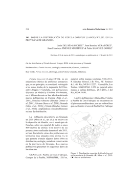 161. Sobre La Distribución De Ferula Loscosii (Lange