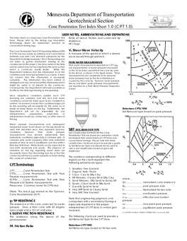 Minnesota Department of Transportation Geotechnical Section Cone Penetration Test Index Sheet 1.0 (CPT 1.0)