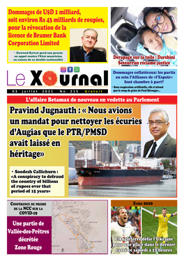 Pravind Jugnauth : « Nous Avions Un Mandat Pour Nettoyer Les Écuries D’Augias Que Le PTR/PMSD Avait Laissé En Héritage»