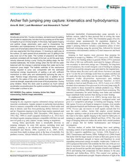 Archer Fish Jumping Prey Capture: Kinematics and Hydrodynamics Anna M