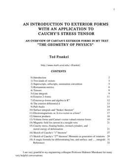 An Introduction to Exterior Forms with an Application to Cauchy's Stress Tensor