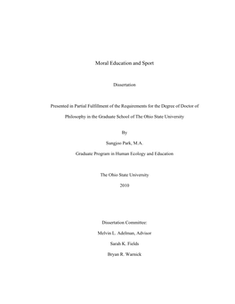 Moral Education and Sport