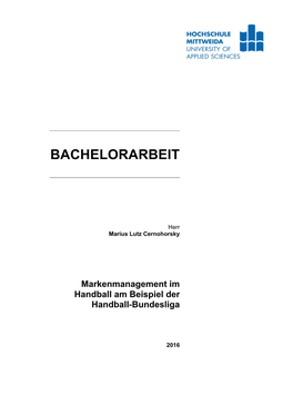 BACHELORARBEIT Markenmanagement Im Handball