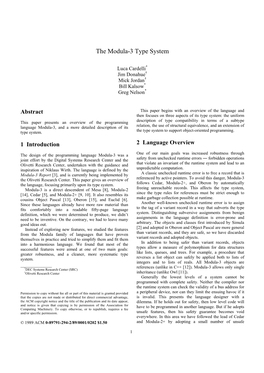 The Modula-3 Type System