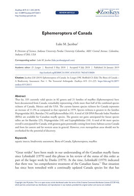 ﻿Ephemeroptera of Canada