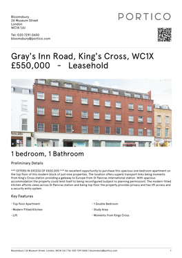 Gray's Inn Road, King's Cross, WC1X £550000