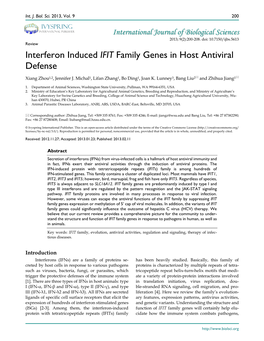 Interferon Induced IFIT Family Genes in Host Antiviral Defense