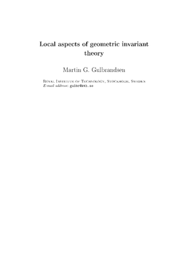 Local Aspects of Geometric Invariant Theory