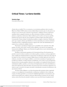 Critical Times / La Tierra Tiembla