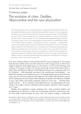 The Evolution of Cities: Geddes, Abercrombie and the New Physicalism