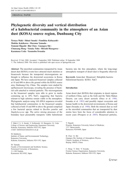 Phylogenetic Diversity and Vertical Distribution of a Halobacterial Community in the Atmosphere of an Asian Dust (KOSA) Source Region, Dunhuang City