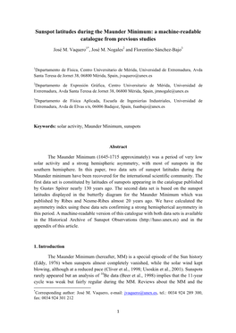 Sunspot Latitudes During the Maunder Minimum: a Machine-Readable Catalogue from Previous Studies