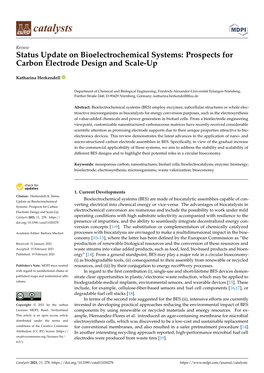 Status Update on Bioelectrochemical Systems: Prospects for Carbon Electrode Design and Scale-Up