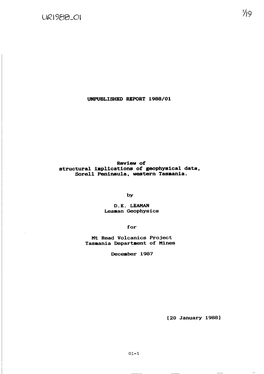 UNPUBLISHED REPORT 1988/01 Review of Structural I.Plications Of