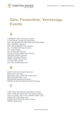 Gala, Firmenfeier, Vernissage, Events A