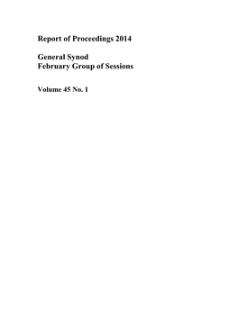 Report of Proceedings 2014 General Synod February Group of Sessions