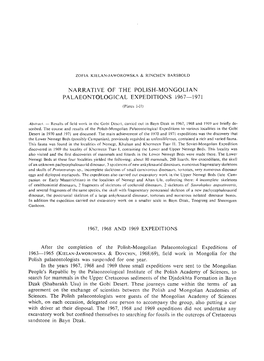 Narrative of the Polish-Mongolian Palaeontological Expeditions 1967-1971