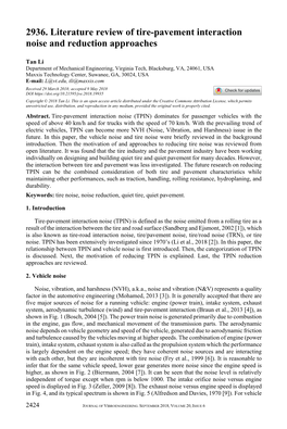 Literature Review of Tire-Pavement Interaction Noise and Reduction Approaches