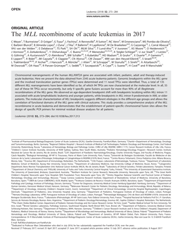 The MLL Recombinome of Acute Leukemias in 2017