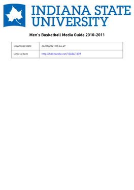 2010 Indiana State Basketball 2010-11 MBB